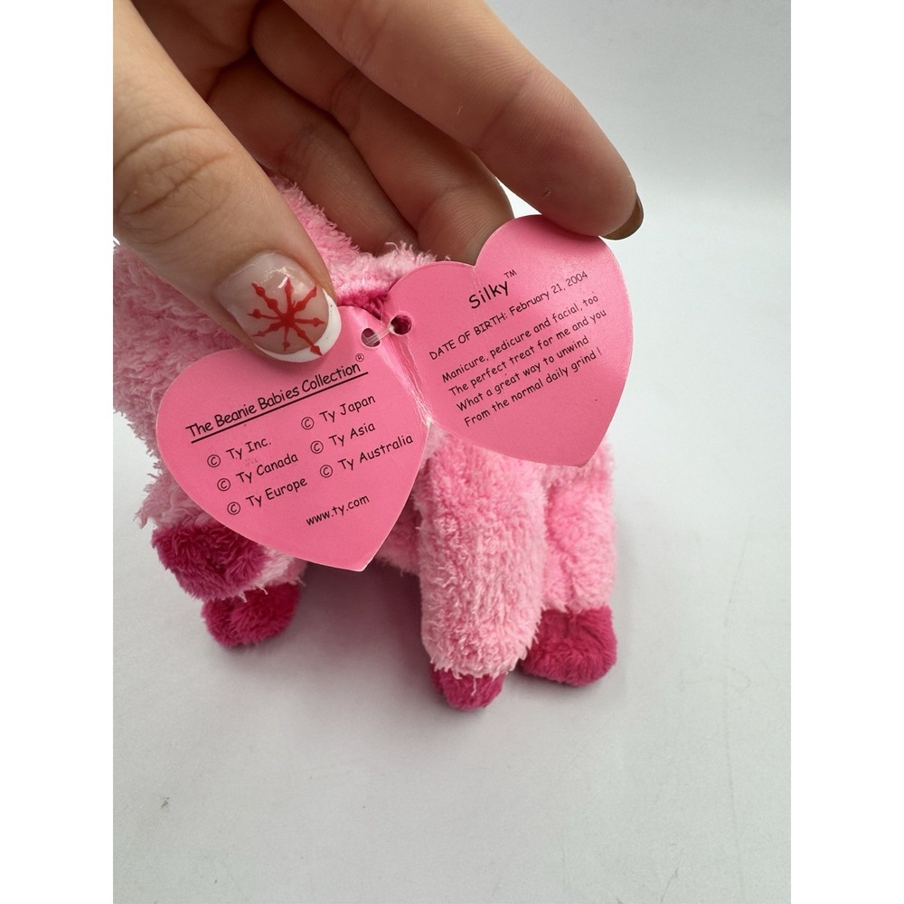Retired VTG 2004 SILKY Original Ty "Pinkys" Collection PINK PIG Ty Beanie Babies - Picture 3 of 10